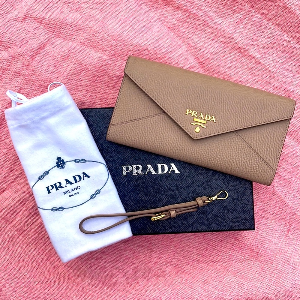Prada Saffiano Leather Mini Bag in Color Cipria with detachable Wristlet